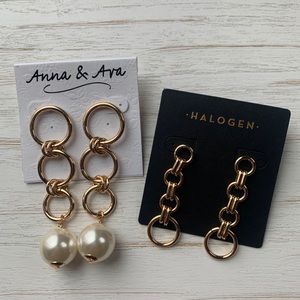 Gold earrings, 2 pair.